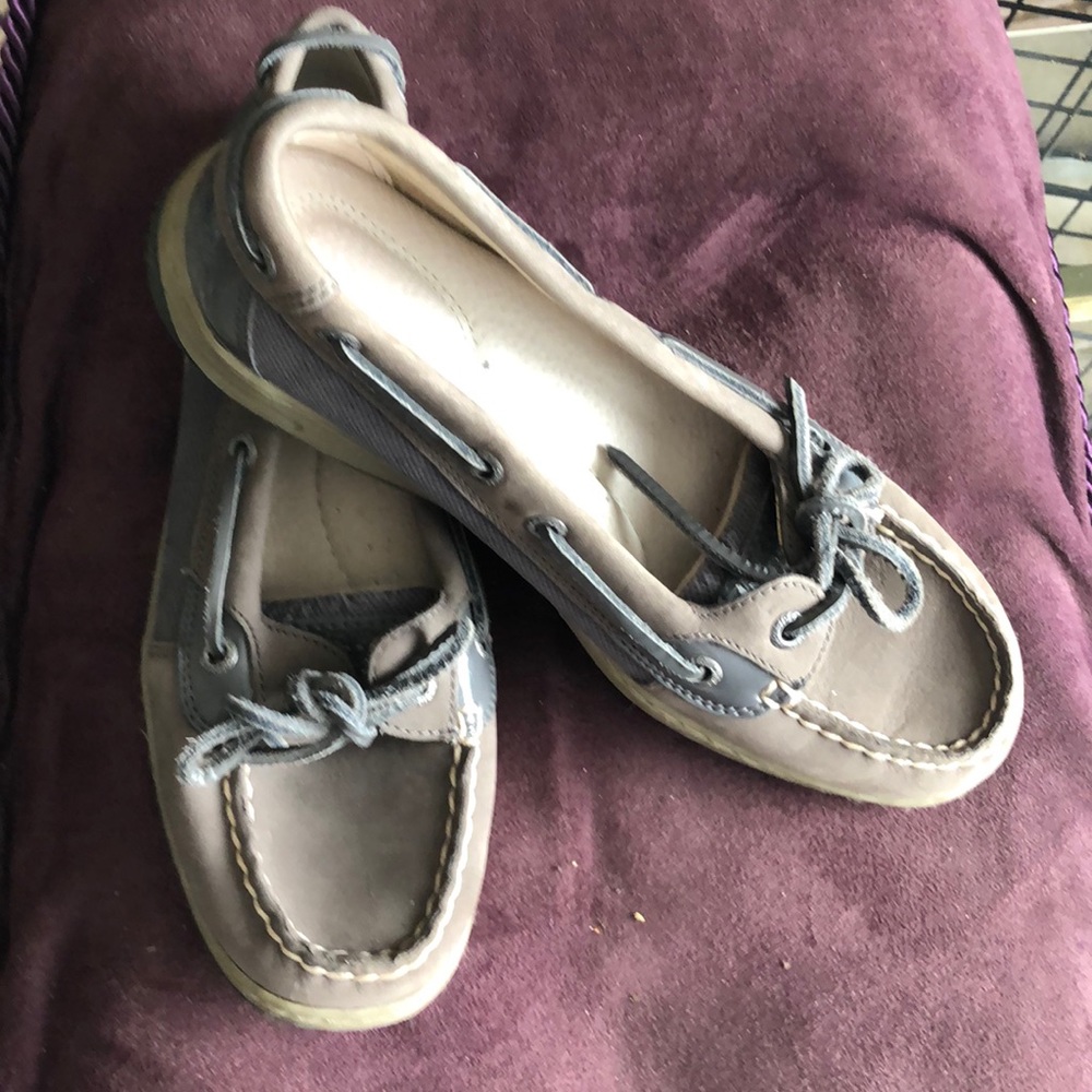 Grey sperry slip on shoes